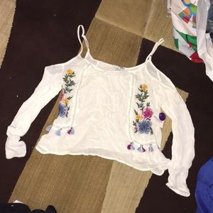 White formal shirt with flowers